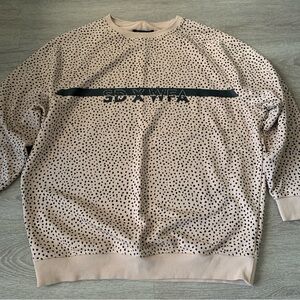 White Fox Boutique x Sarah's Day Tan Dalmatian Print Sweatshirt Size L